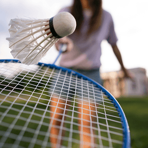 Badminton racket and shuttlecock close-up