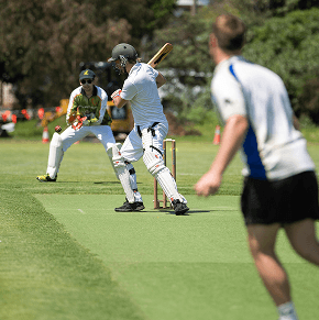 Cricket bat and ball close-up